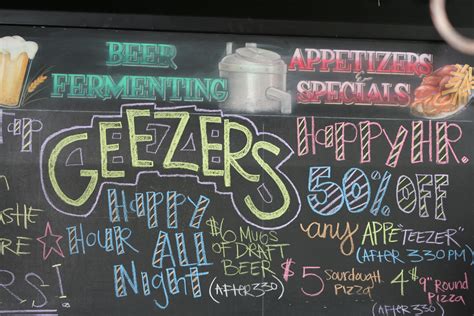 geezers happy hour|More.